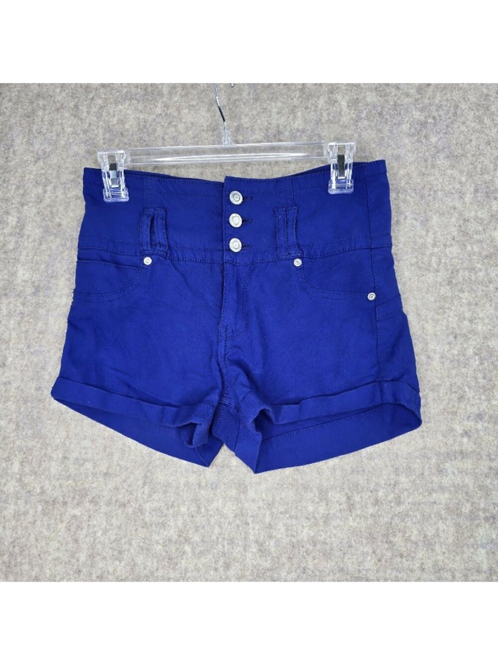 Rue21 Womens High-Waisted Blue Shorts Size 5/6 Stretch Rayon Blend Button Fly